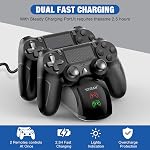 Charger Dock Station for PS4, 1.8 Hrs Fast Charging for PS4 Charging Station, with LED Indicator Charging Chip, Dual Charger Dock for PS4/PS4 Slim/PS4 Pro Charger