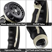 Vista 7 de RESTMO Hose Nozzle with Easy Self-Lock Trigger, Heavy Duty Metal Water Hose Sprayer with 9 Spray Patterns and On/Off Valve, Ideal for Outdoor Lawn &