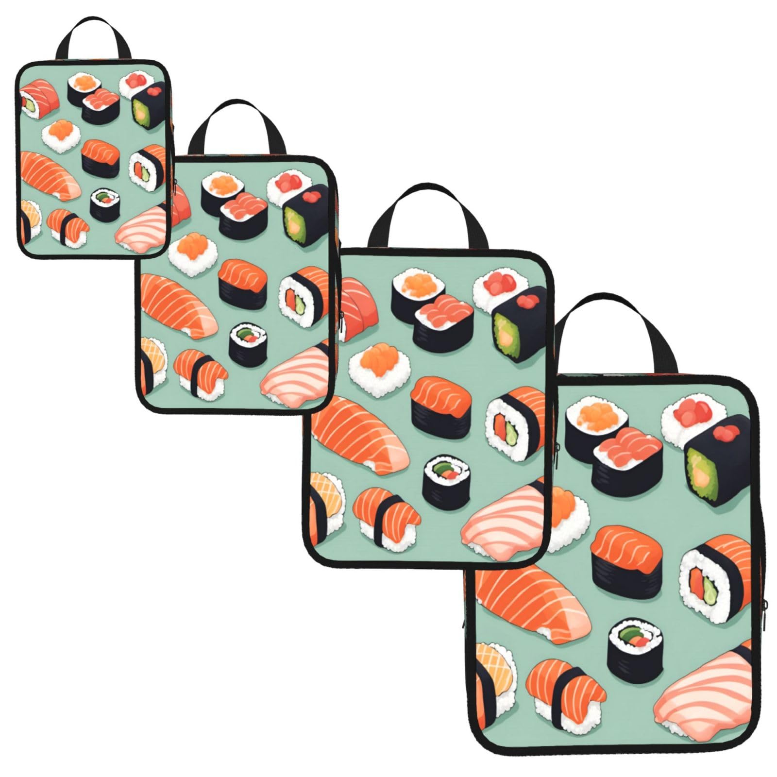 Delicious sushi 1 Print 4 Set Compression Packing Cubes for Suitcases,Expandable Storage Bags Organizers