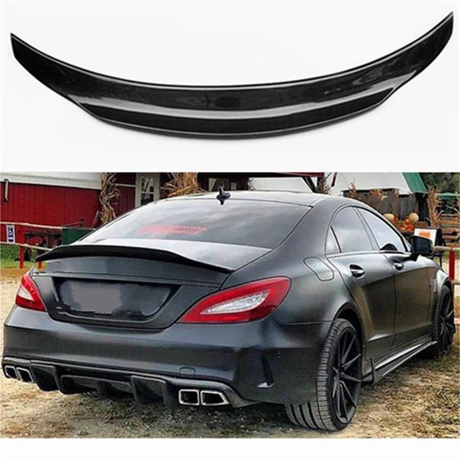 Dla M&ercedes Dla B&enz CLS W218 2011-2017 Skrzydło Na Klapie Lotka Tylny Spoiler Bagażnika Modyfikacje Samochodów Spojler Tylny Trunk Wing(Real carbon fiber)