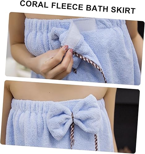 Miniatura 5 de 2 piezas de falda de baño turca toallas de baño para adultos, gorro de ducha lavable, toalla de secado de pelo para mujer, falda de baño para