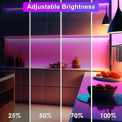 Miniatura 3 de maylit - Tira de luces multicolor superbrillantes y delgadas para debajo de encimera o gabinete de cocina, regulables, superdelgada y enchufe para