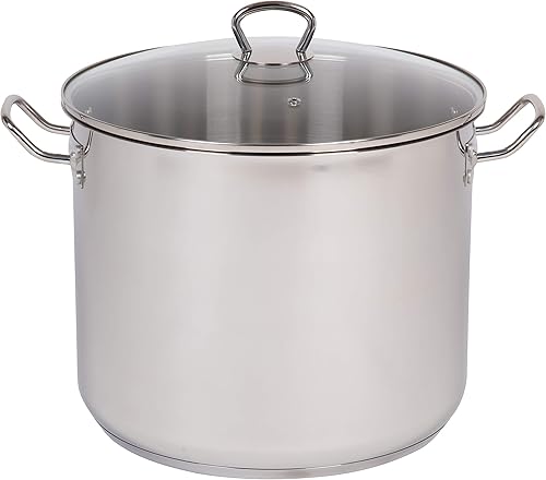 Miniatura 2 de Camerons Olla de 24 cuartos de galón con tapa, olla de acero inoxidable de tres capas de grado profesional 1810 Olla de grado comercial con