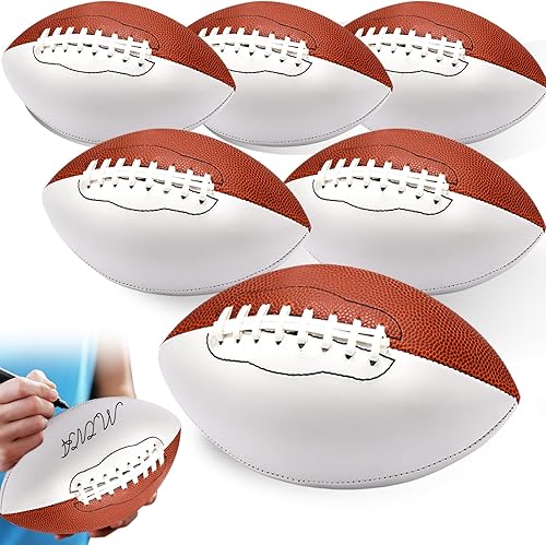 Jenaai Autograph Football Blank Mini Football Autograph American Football con 2 paneles marrones y 2 blancos Trofeo de fútbol personalizado para
