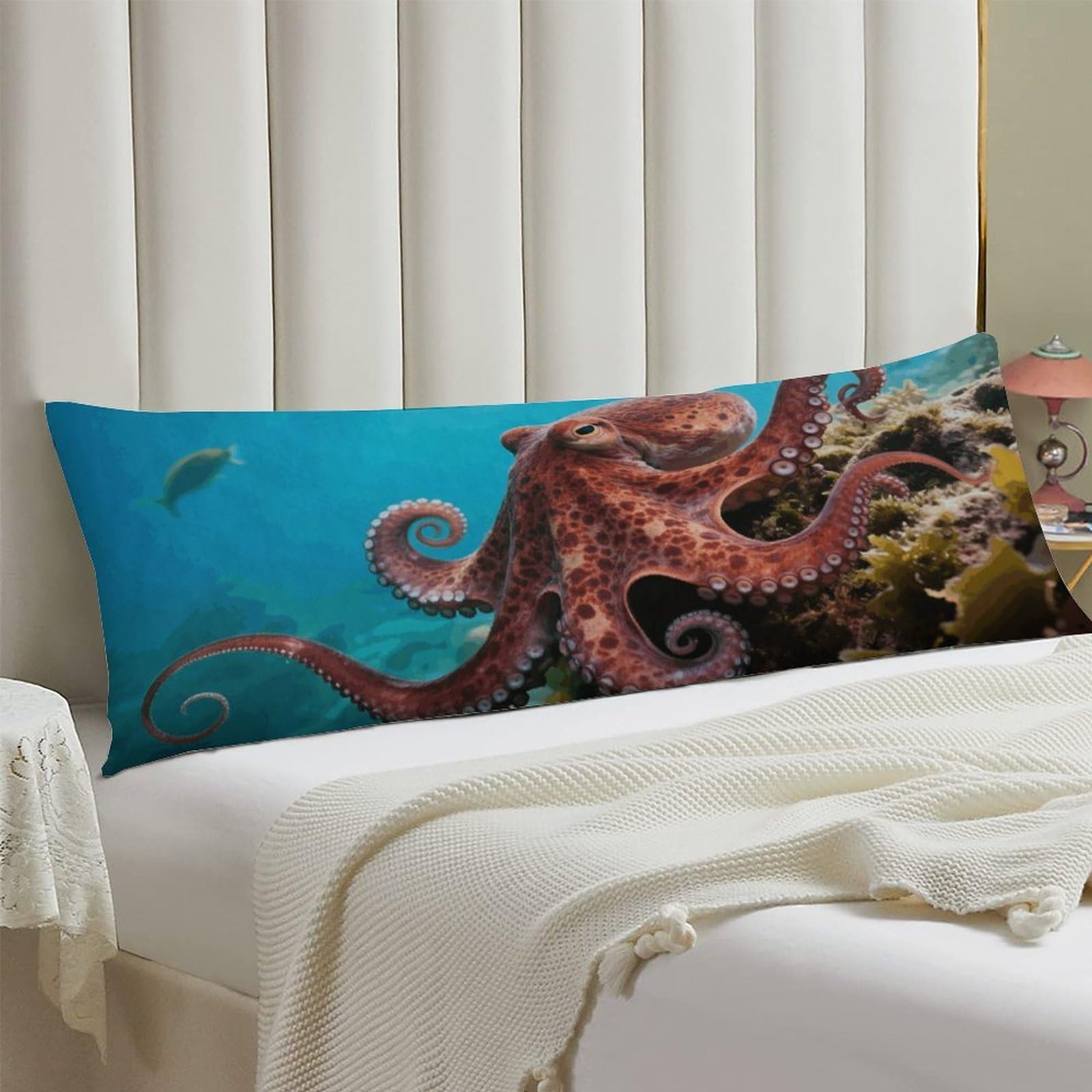 Body Pillow Cover 20x54 Long Pillow Case with Invisible Zipper Breathable Microfiber Octopus Pillowcase Soft Cozy Protector for Bedroom Couch Sofa Bed Home Decor All Seasons
