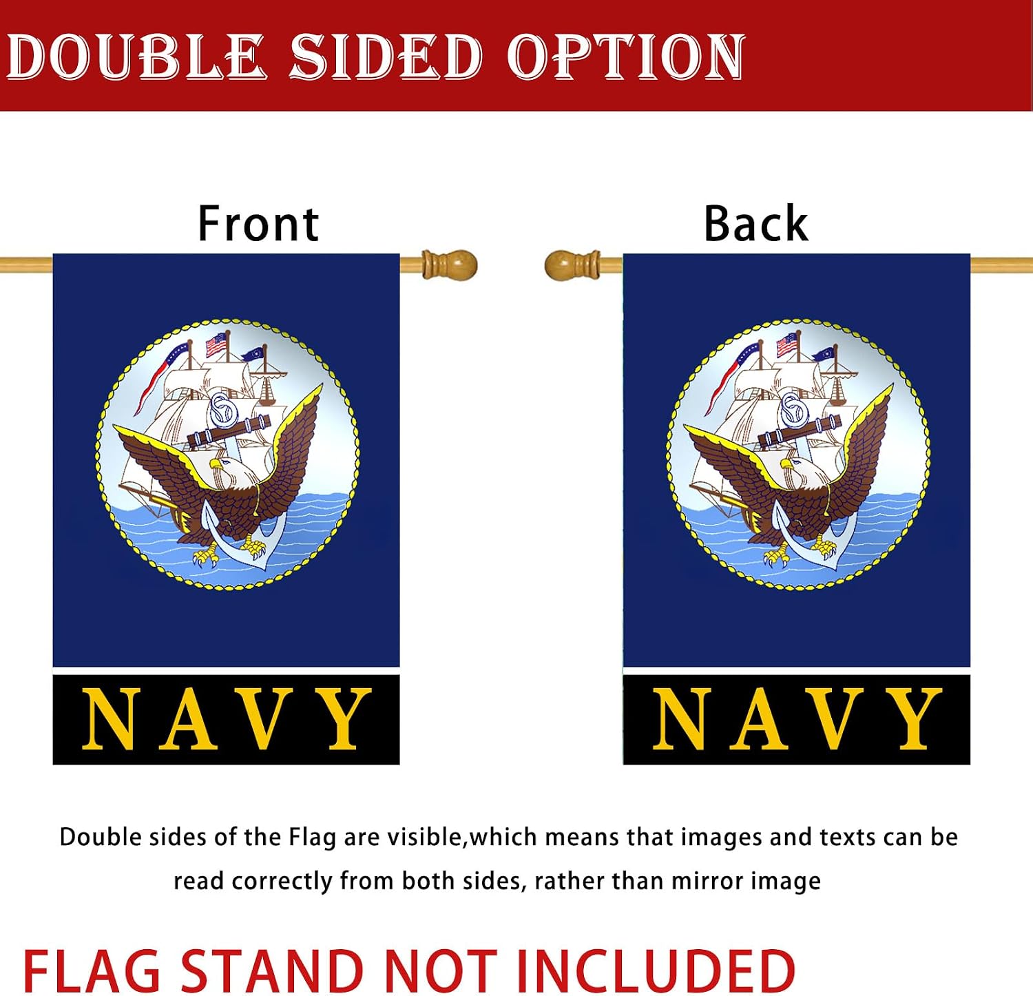 Navy Garden Flag 28x40 Double Sided for Outside,Outdoor Yard Flag Lawn Decoration Gifts House Decor