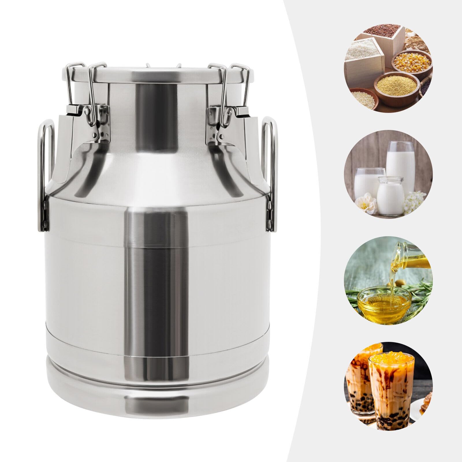 Contenitore per latte in polvere, 10 l/2,64 Gallon, con coperchio di chiusura, utilizzabile con una sola mano, in acciaio inox