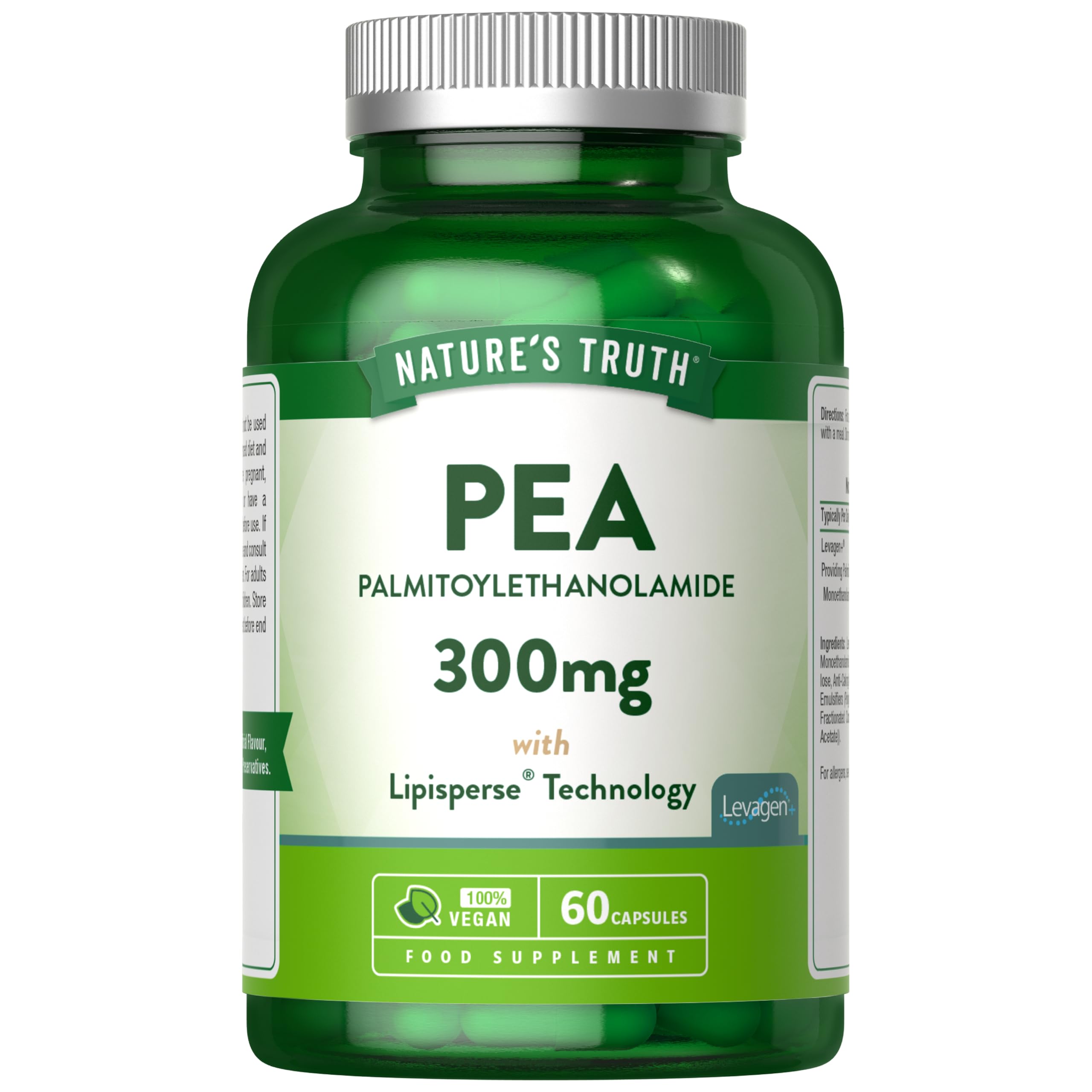Palmitoylethanolamide Pea Supplement Levagen Plus Pea 300mg 60 Vegan  Capsules | Desertcart Seychelles