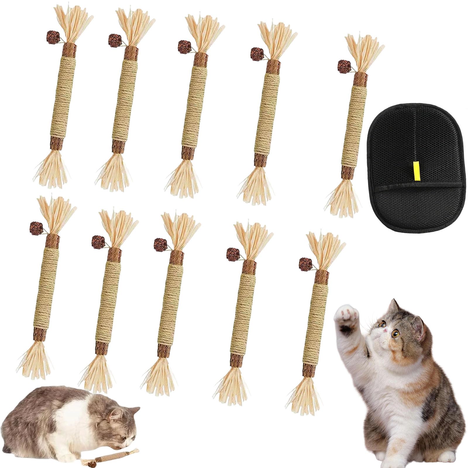 Natural Silvervine Zahnstäbchen, Silvervine Sticks für Katzen, Katzenkaustab, kratz- und bissfest (10 Stück)
