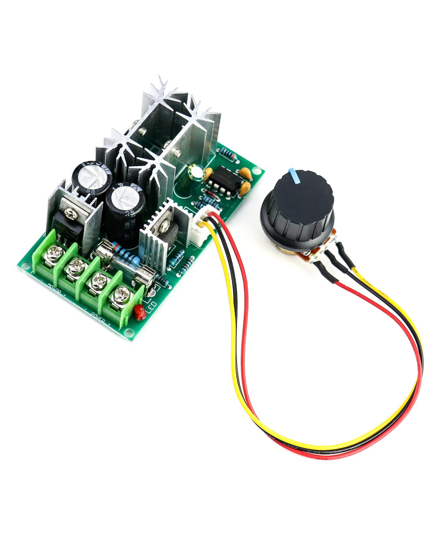 Module Contrôleur PWM 20A 10-60V - Régulateur Vitesse Moteur DC, Protection Fusible - Compact 77x45x28 Mm