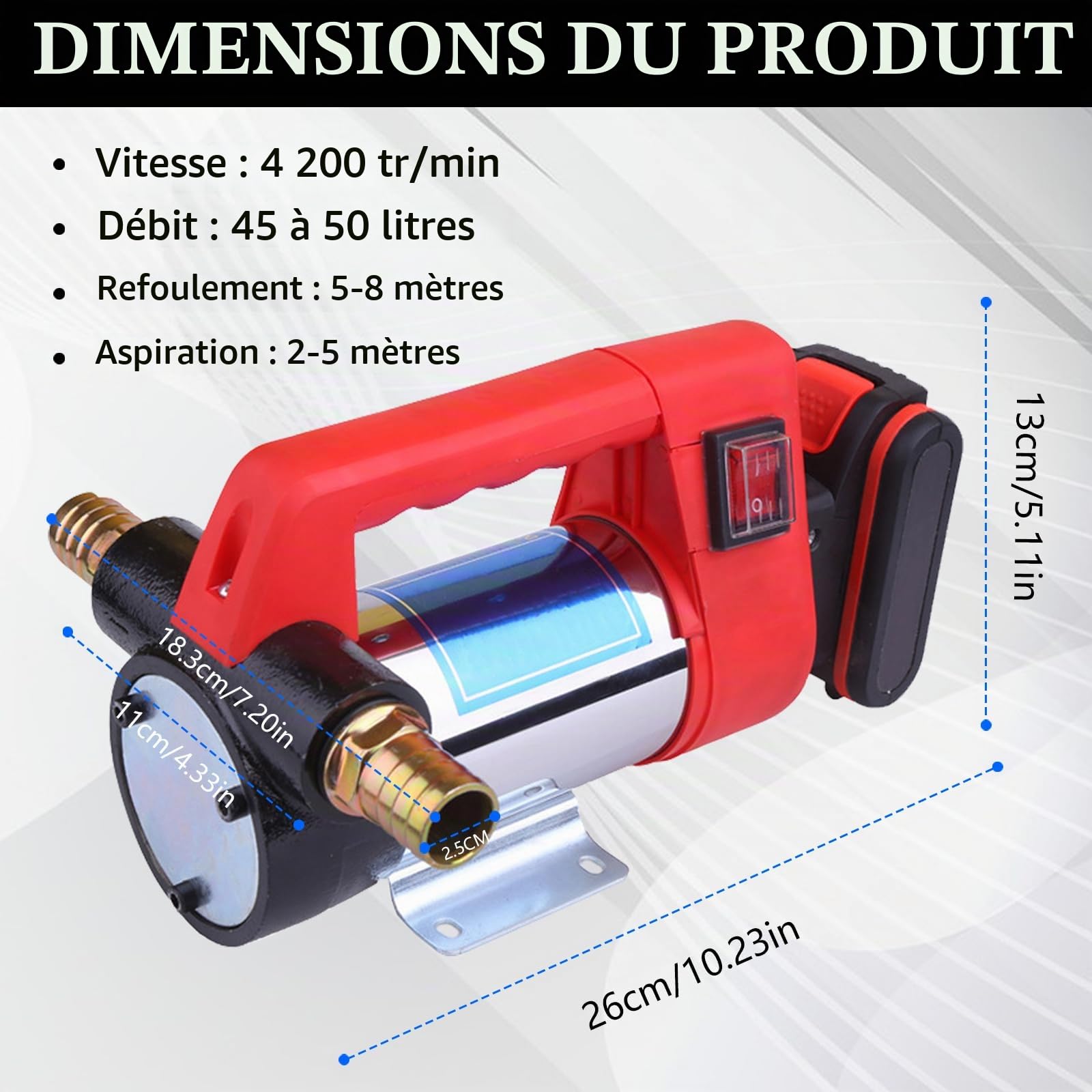 Électrique Pompe à Diesel, Pompe à Huile Diesel, Pompe de Transfert Pompe Extracteur avec 3000mAH Lithium Battery, pour Diesel, Kérosène