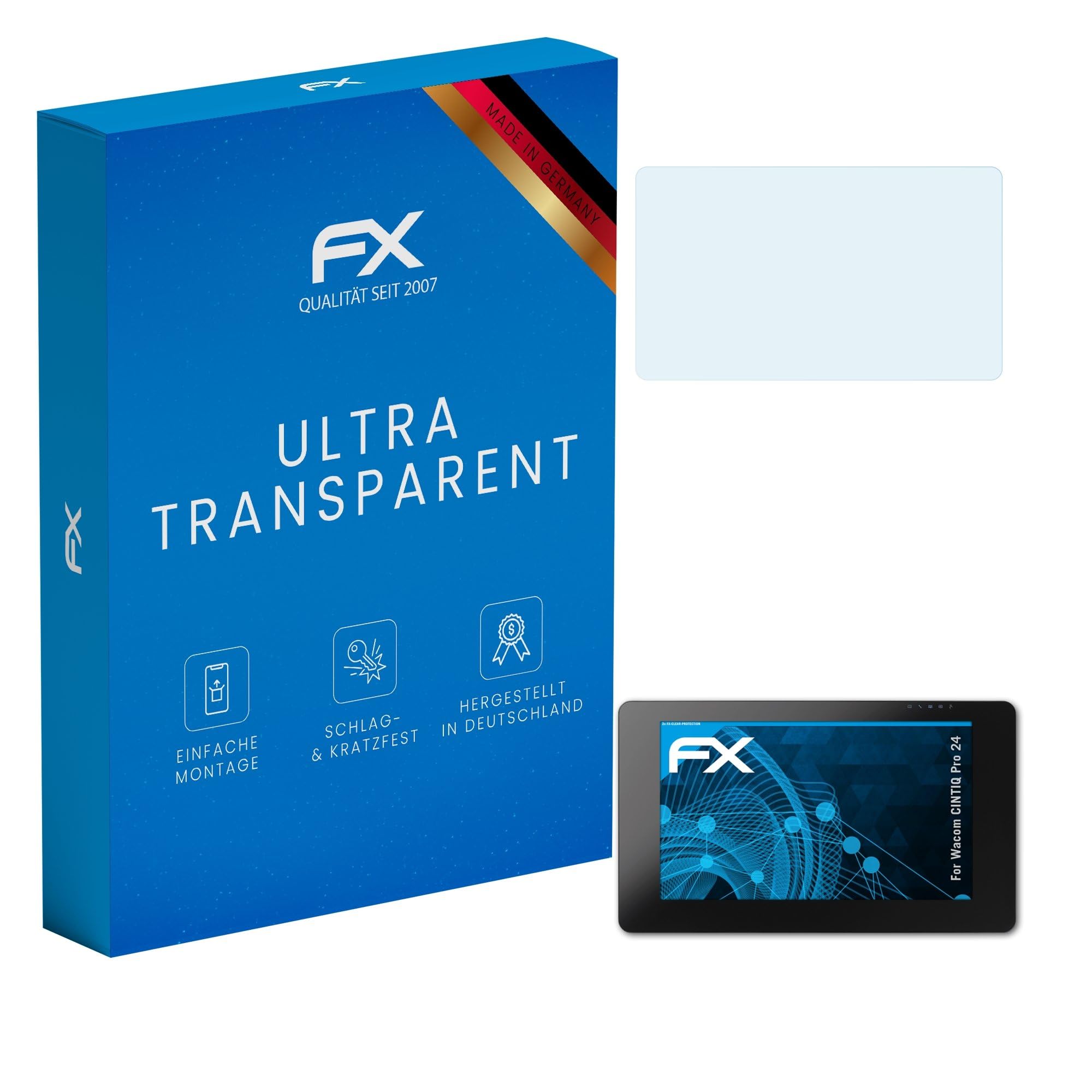 atFoliX Schutzfolie kompatibel mit Wacom CINTIQ Pro 24 Folie, ultraklare FX Displayschutzfolie (2X)