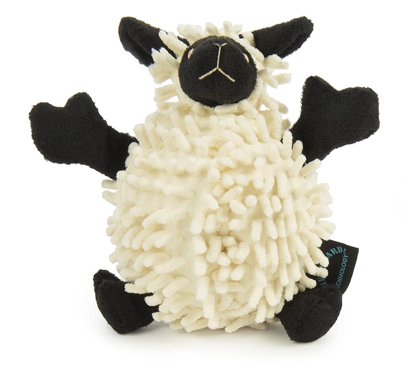 Brinquedo de pelúcia para cães em formato de cordeiro com apito e revestimento resistente à mastigação goDog, cores sortidas, Pequeno (Small)