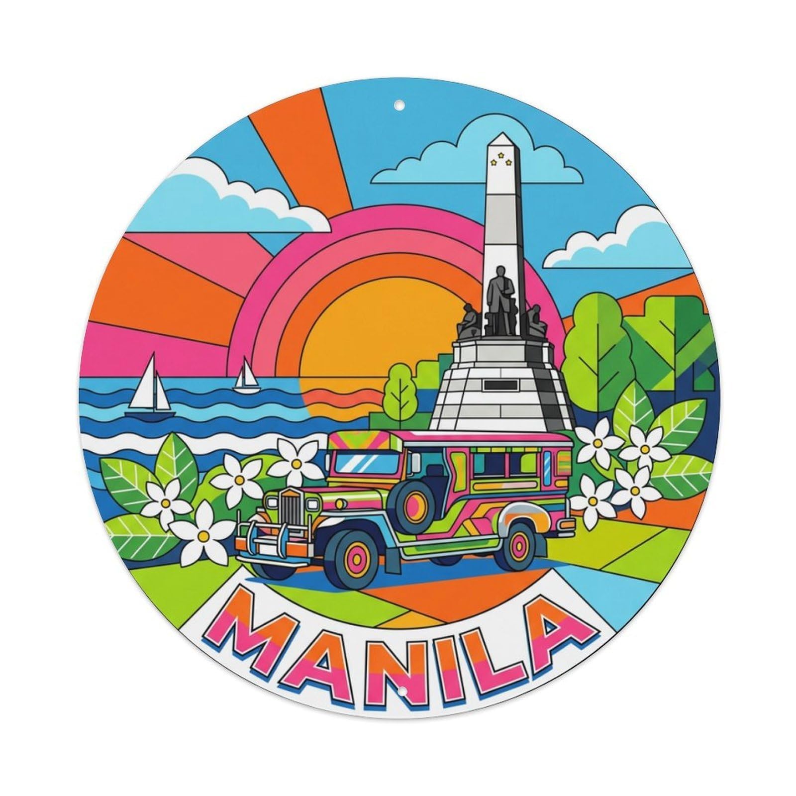Vintage Travel Philippines Manila Metal Tin Sign