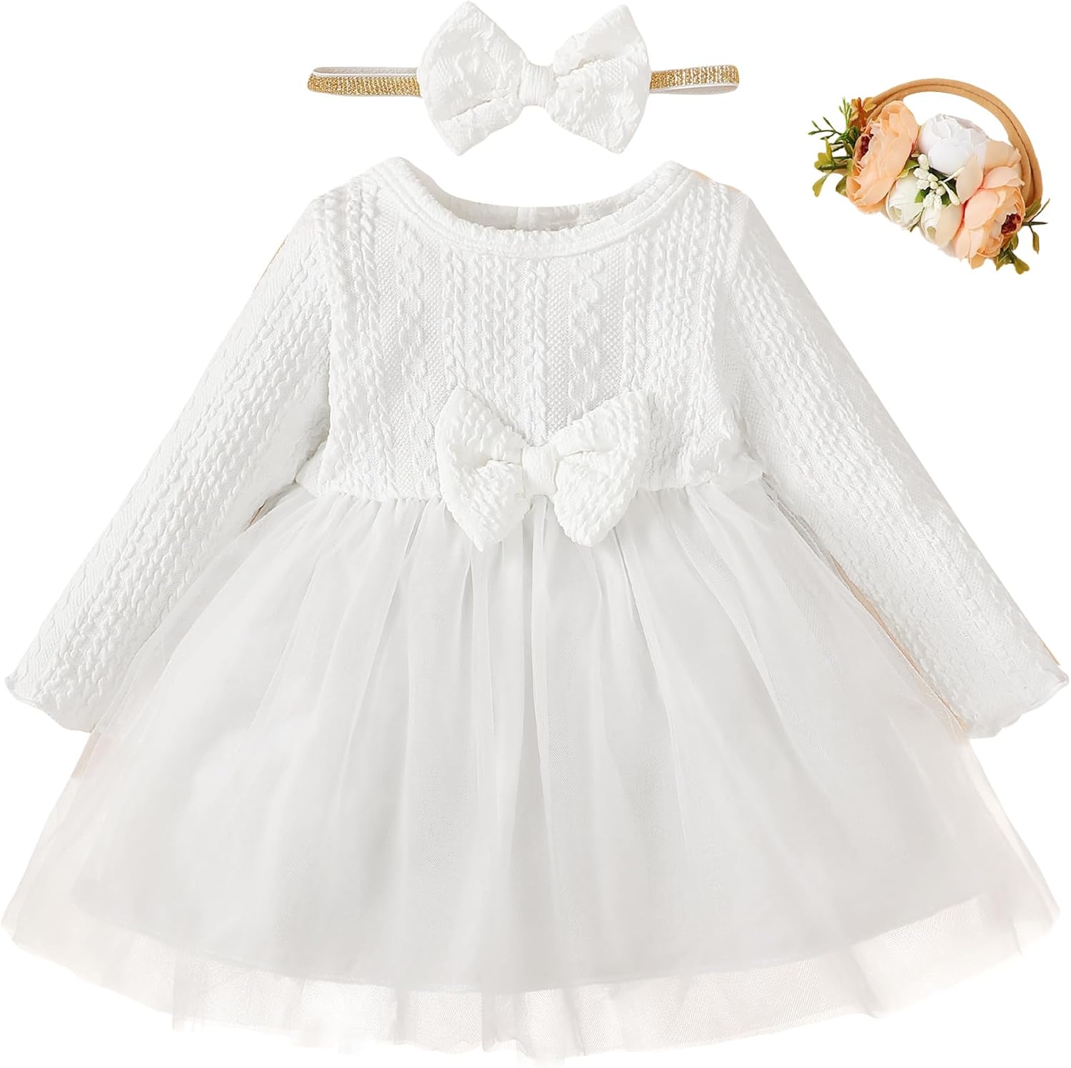 Renotemy Toddler Baby Girl Dress Infant Girl Clothes Outfits Tulle Dresses Princess Wedding Dress for Baby Girls 3M to 3 Year