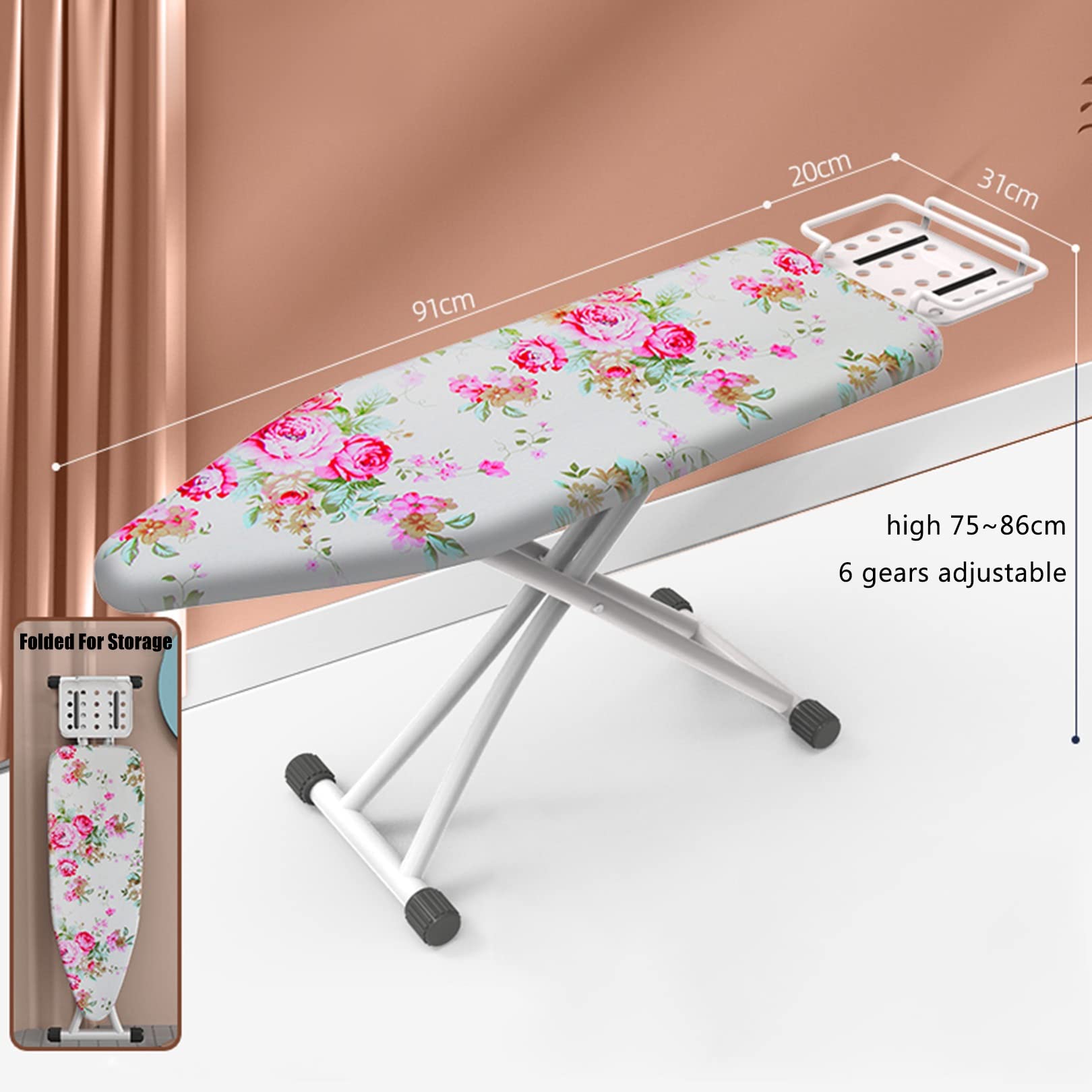 Tabla De Planchar, superficie de planchado extra grande ,Soporte Para Centros De Planchado,6 altura regulable,Patas Extragruesas con Patas Antideslizantes，ideal para espacios reducidos ( Color : B )