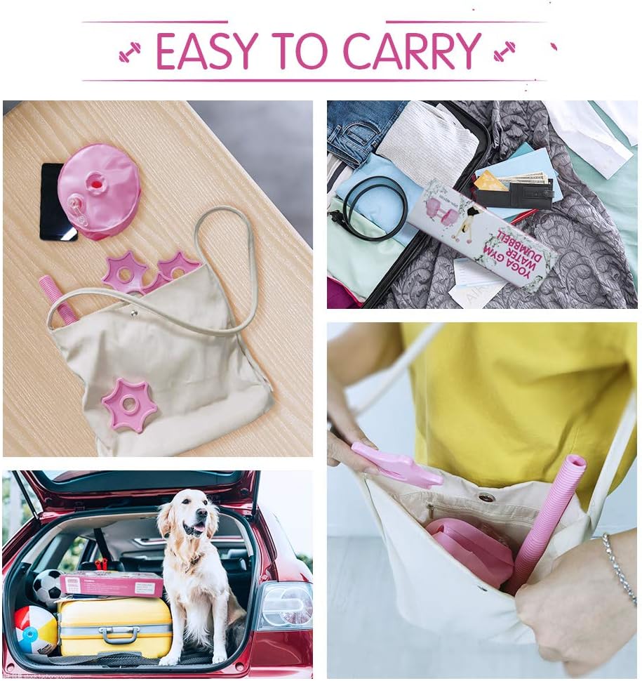 Water Filled Dumbbells Set for Women, Travel Weights Adjustable Water Dumbbells Up to 3~12 Lbs(1 pair) for Yoga Training Exercise Fitness