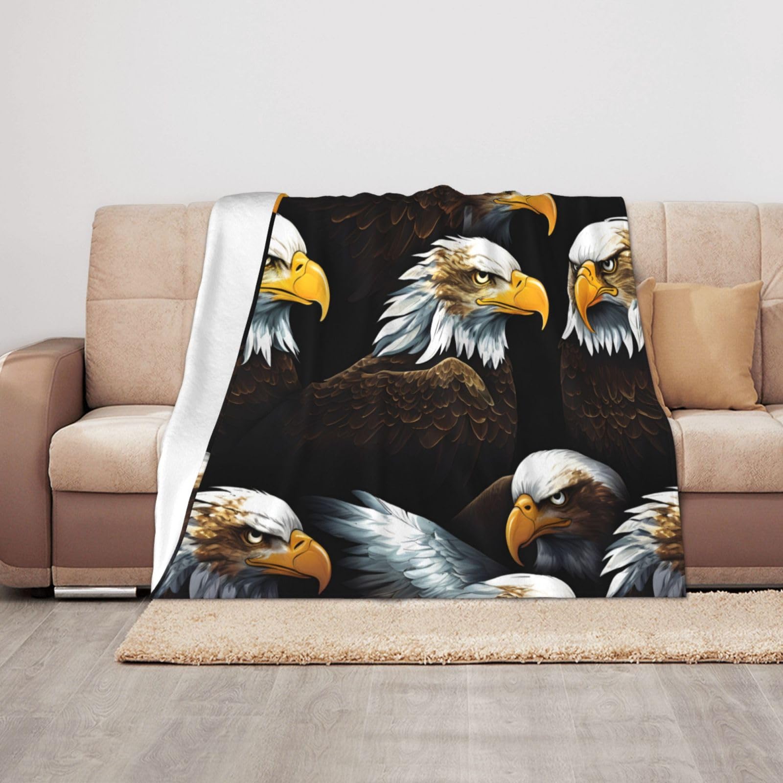 Couverture en peluche aigle 127x100 cm douce et chaude pour canapé