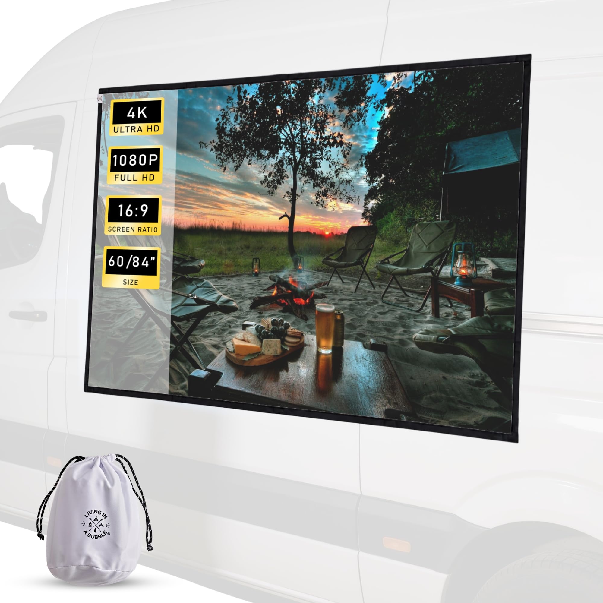 Pantalla magnética de proyector HD con formato panorámico portátil para coche 8