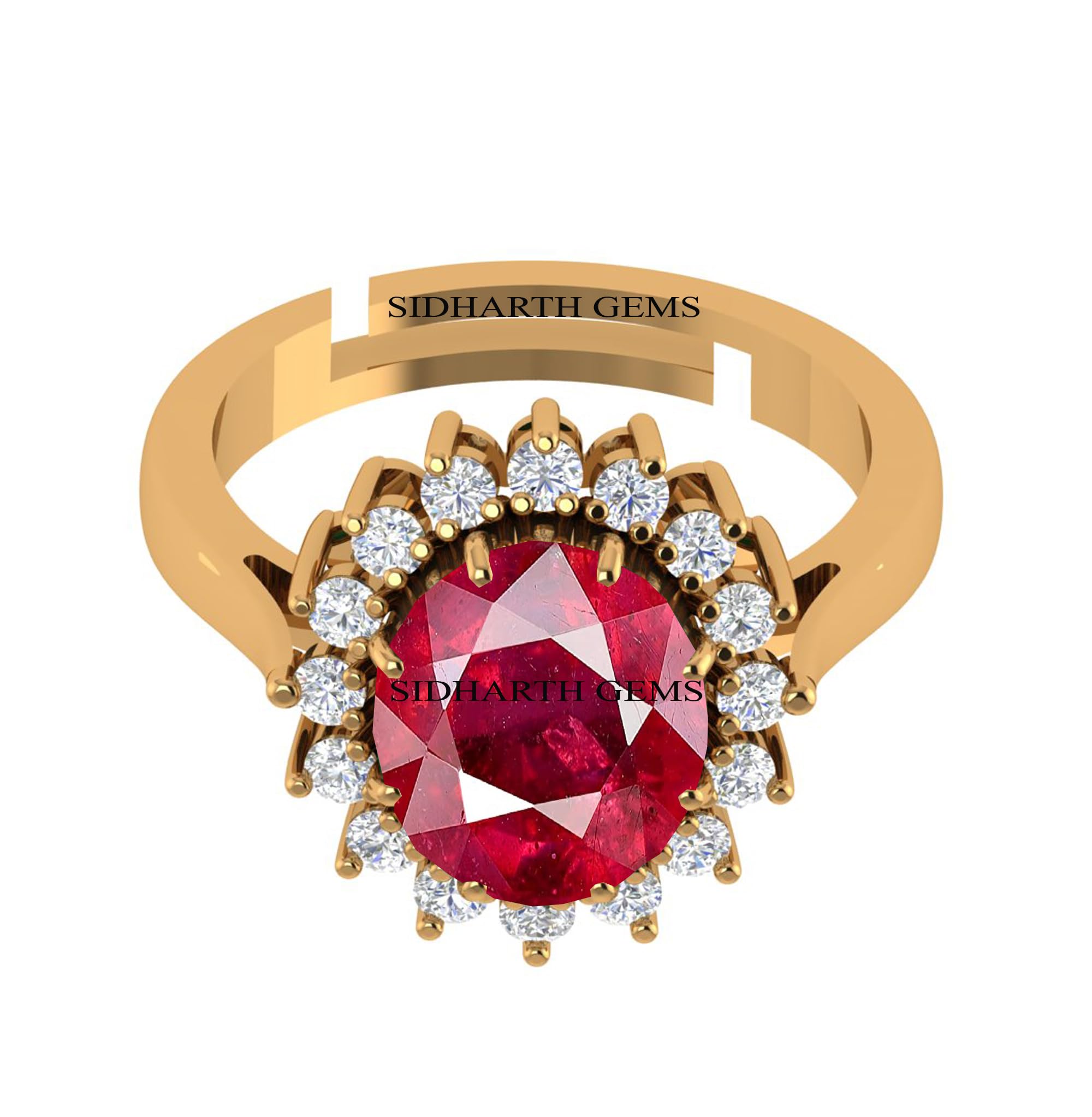 akshita gems 8.25 Ratti Natural Ruby Manik Loose Gemstone Gold Plated Birthstone Astrology Rashi Ratan Adjustable Ring for Men & Women-picture-22