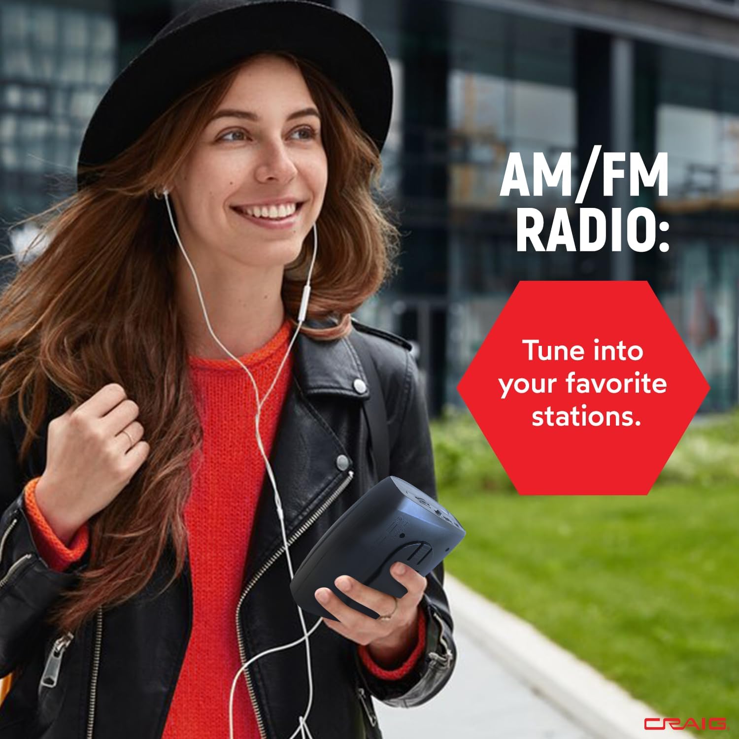 Craig Stereo Cassette Player/Recorder with Earphones: Portable AM/FM Radio & One-Touch Recording System