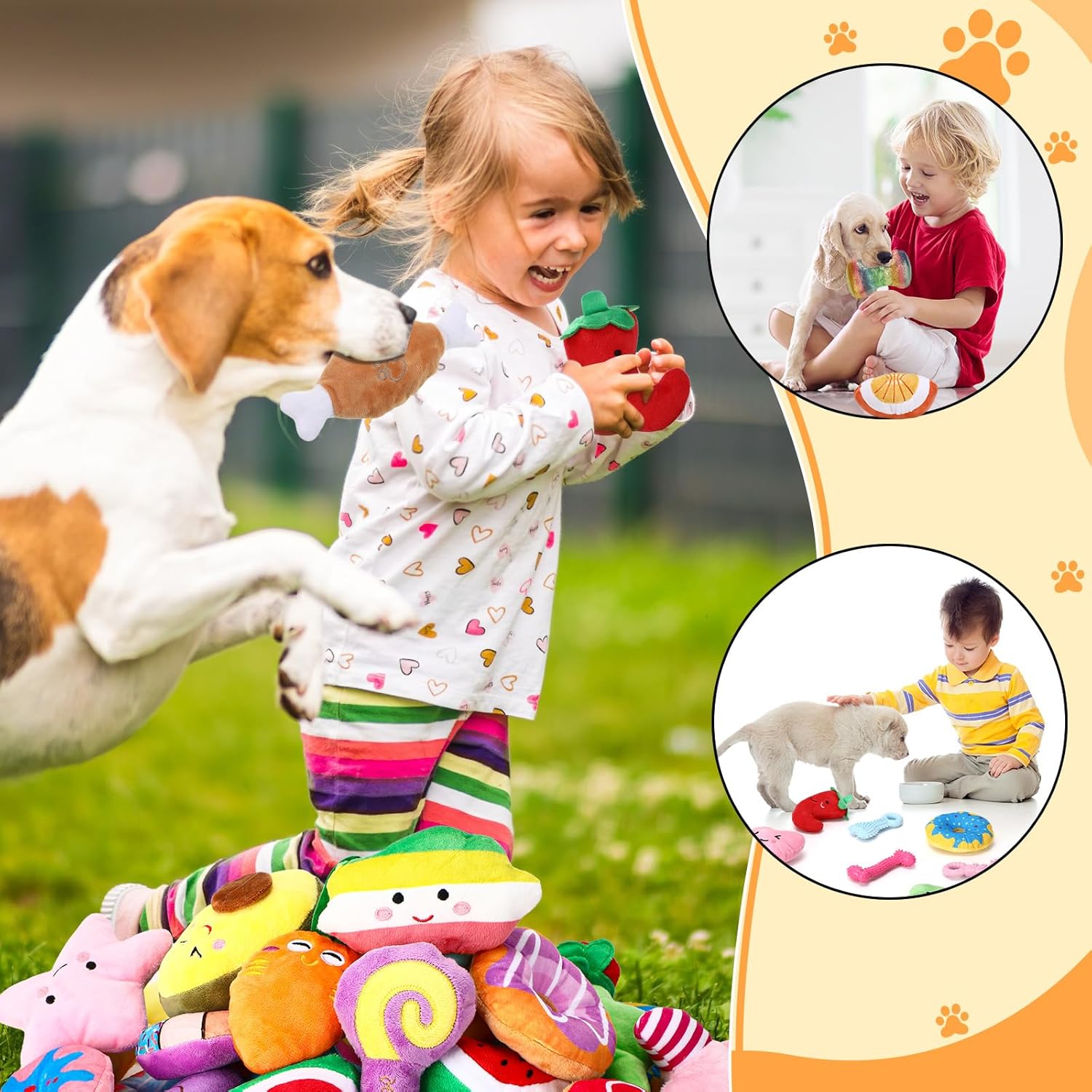 Hungdao 80 Pcs Dog Squeaky Toys Bulk for Small Dog Cute Plush Stuffed Puppy Chew Teething Toys Pet Bundle Easter Gift for Chewing Cleaning & Interactive Play(Vivid Style)