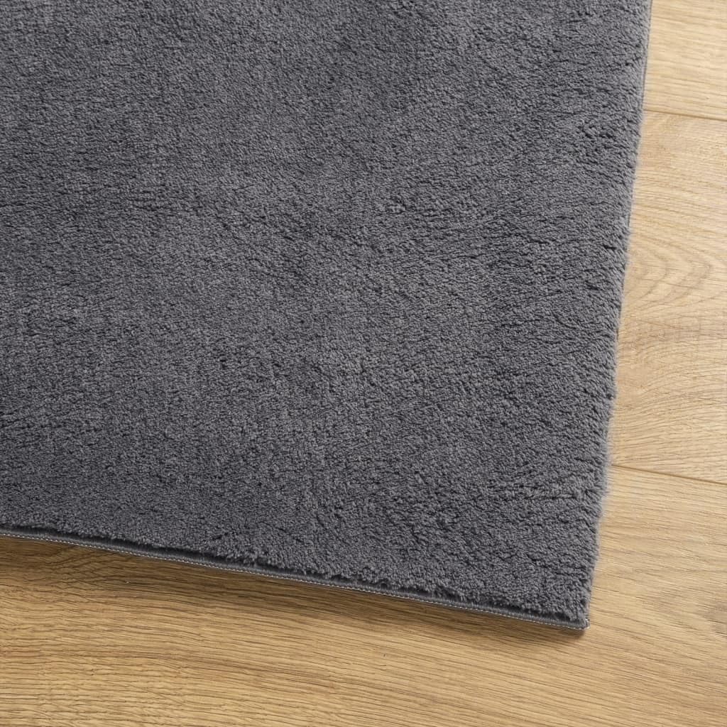 vidaXL Teppich HUARTE Kurzflor Weich und Waschbar Anthrazit 120x120 cm