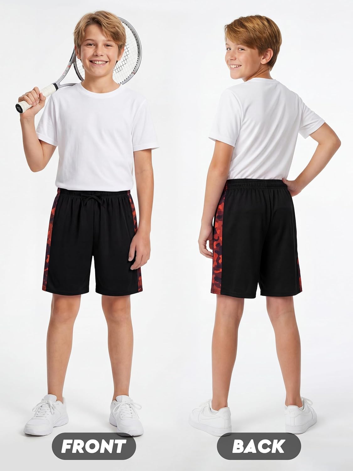 Resinta 5 Pack Boys Shorts Boys Quick Dry Athletic Pull-On Shorts with Elastic Waist for Summer Playwear