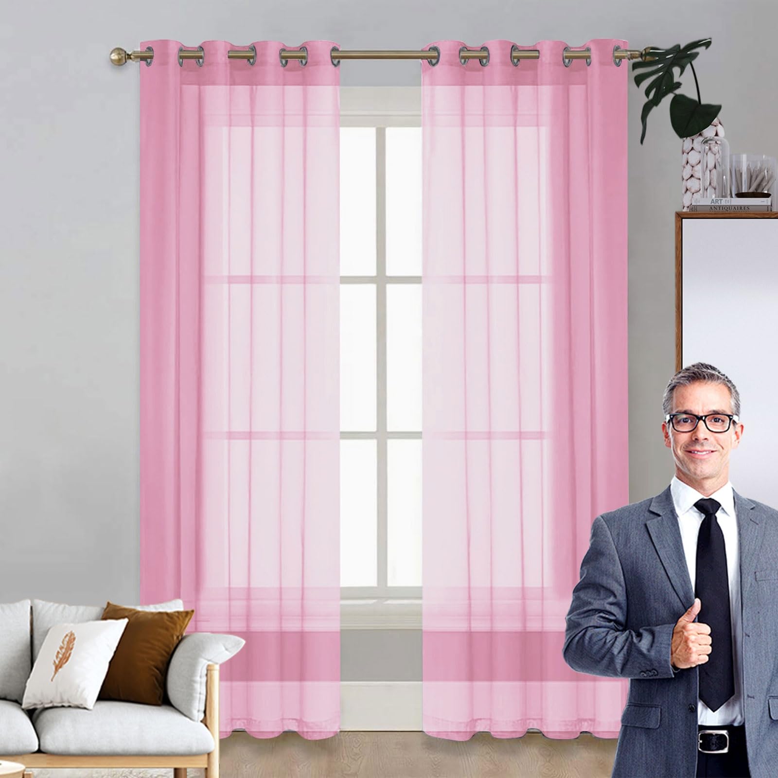 Rideau occultant court thermique rose 100 x 200 cm salon