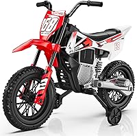 JOYSTROLL S6 12V Kids Electric Motorcycle with Training Wheels, Bluetooth Music, 2x25W Motors - Safe Ride-On Bike for Toddlers 3-8 Years