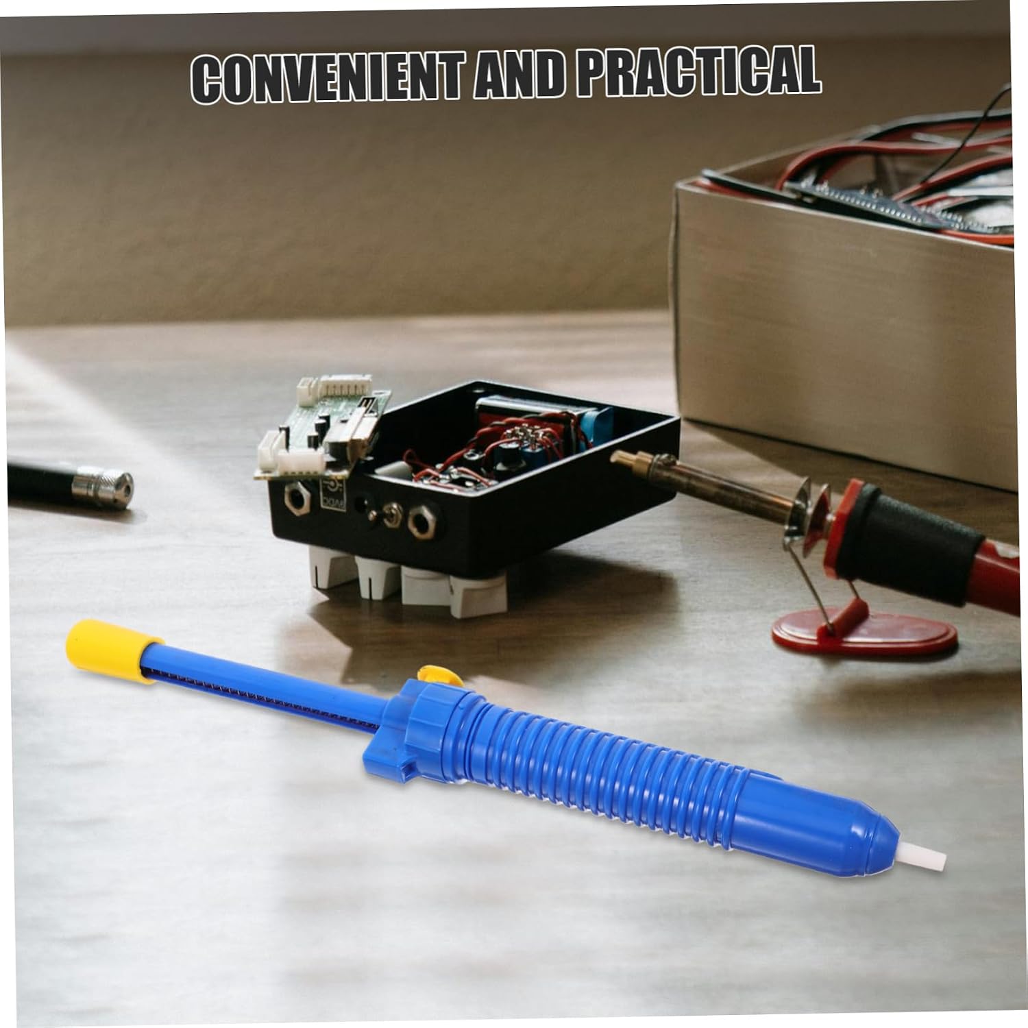 Blue Manual Desoldering Pump with Strong Suction for Soldering | Plastic Body, Time-Saving Removal, Hand Tool for Welding and DIY Projects, Professional Use