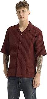 SNITCH Forge Maroon Textured Shirts