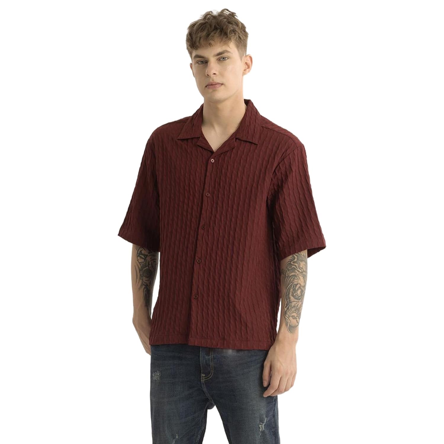 SNITCH Forge Maroon Textured Shirts - Review, Price and Buying Guide
