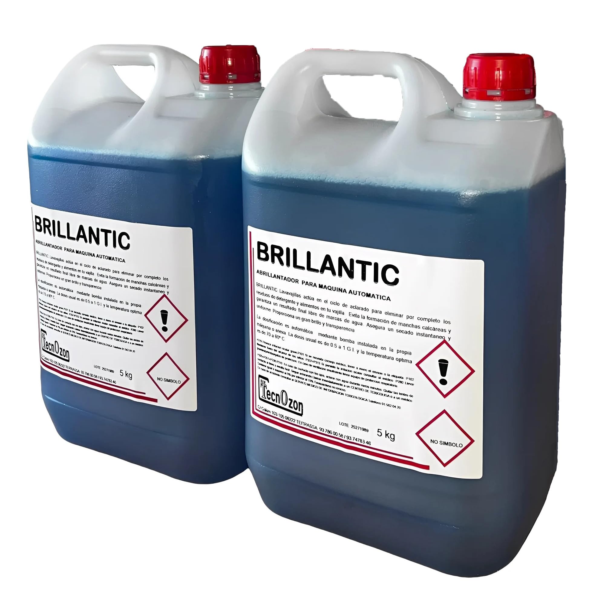 MBH - Pack 2 Garrafas de abrillantador profesional de 5 litros BRILLANTIC para lavavajillas automáticos para cocina industrial de hostelería.