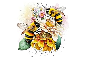 MRPWNLE Bee Diamond Art Kit for Adults-Full Drill Round 5D Gem Art