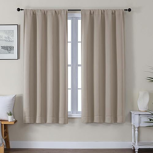 Gwine Cortinas opacas para sala de estar de 63 pulgadas de largo, con aislamiento térmico, cortinas opacas para decoración de dormitorio con