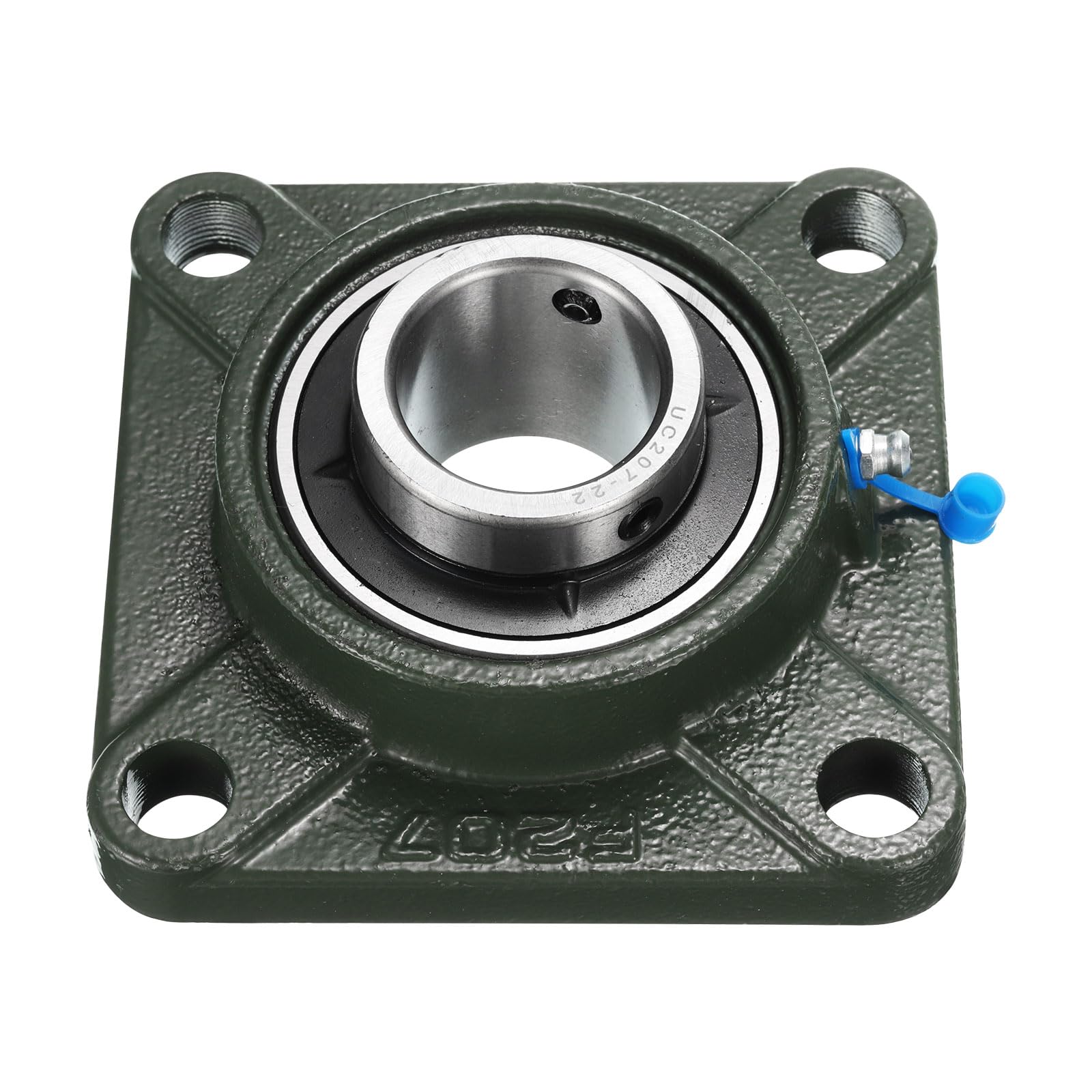 2pz UCF207-22 Cuscinetti a Blocchetto Cuscino con Foro 1-3/8 Pollici Autoallineanti, Cuscinetti Acciaio Cromato Montati Flangia Quadrata con Base Ghisa Solida