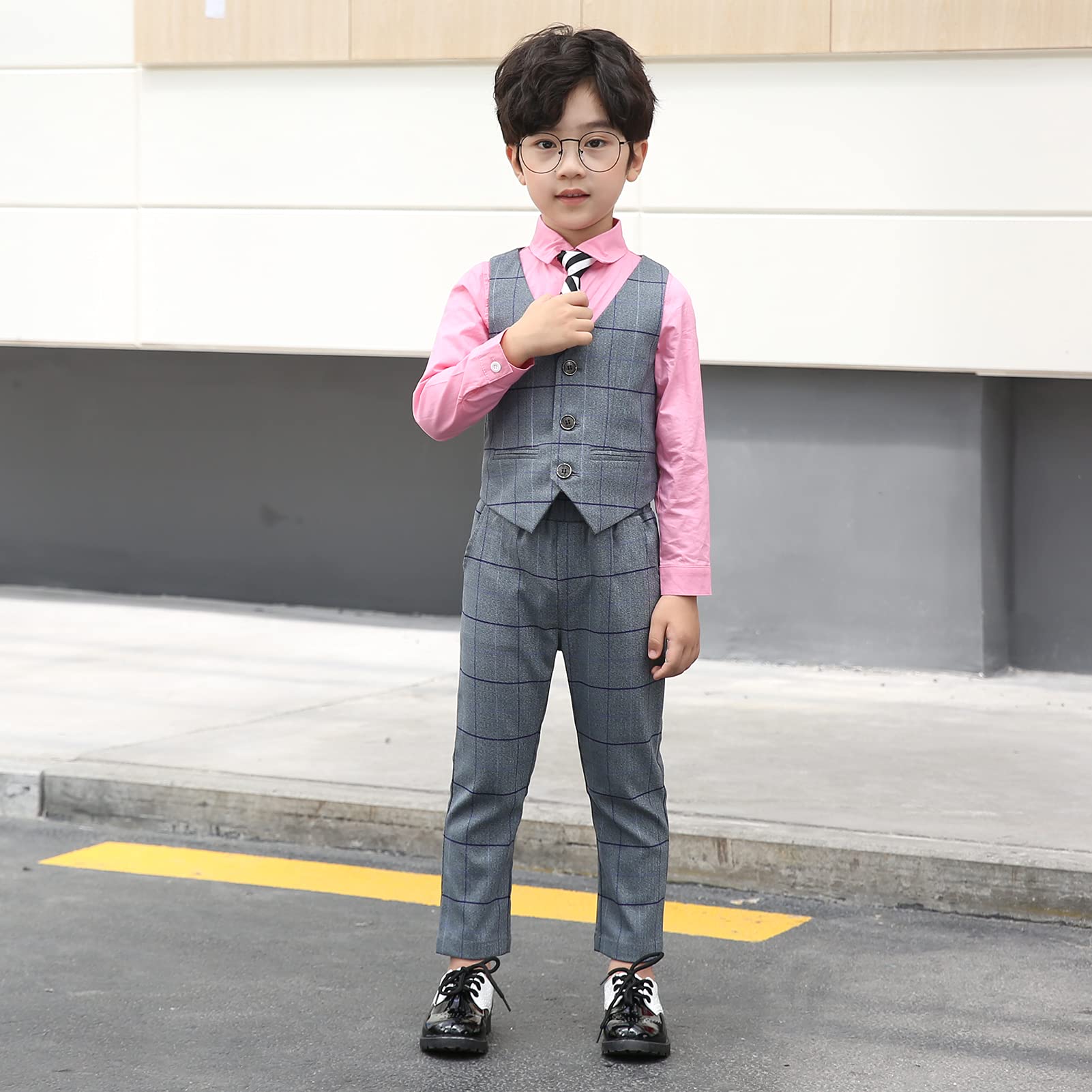 Trajes de Comunion Niño Traje Infantil Tradicional Español a Rayas a Cuadros, Apto para Bautizo y Comunión, Traje Infantil de 5 Piezas