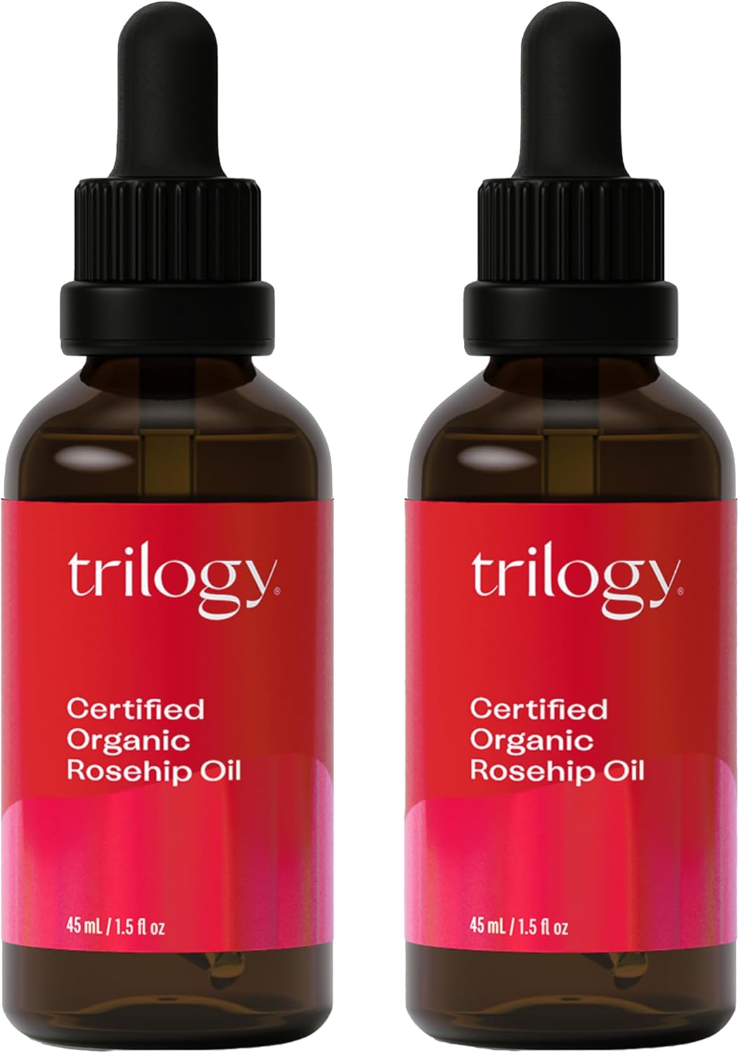 Trilogy Certified Organic Rosehip Oil Duo, Intensive Nourishment, Improves Appearance of Scars, Stretch Marks, Fine Lines, & Wrinkles, 1.5 fl oz Each