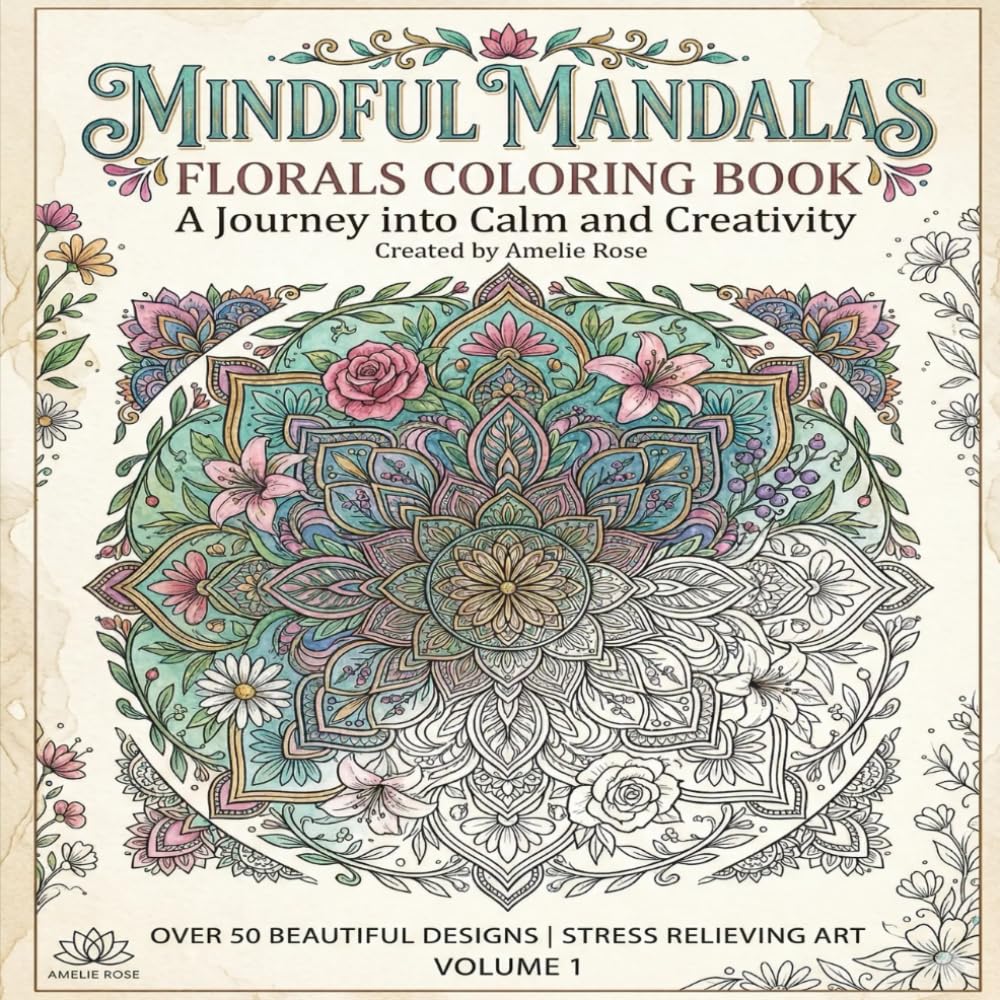 Mindful Mandalas & Florals: A Stress Relief Coloring Book for Adults