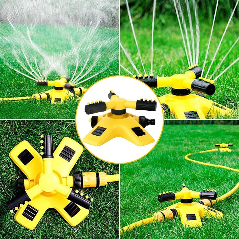 Arroseur Rotatif Jardin 360° - 2 Pièces Base Lestée - Pulvérisation Uniforme - Pour Pelouse, Potager, Plates-bandes - Facile à Installer