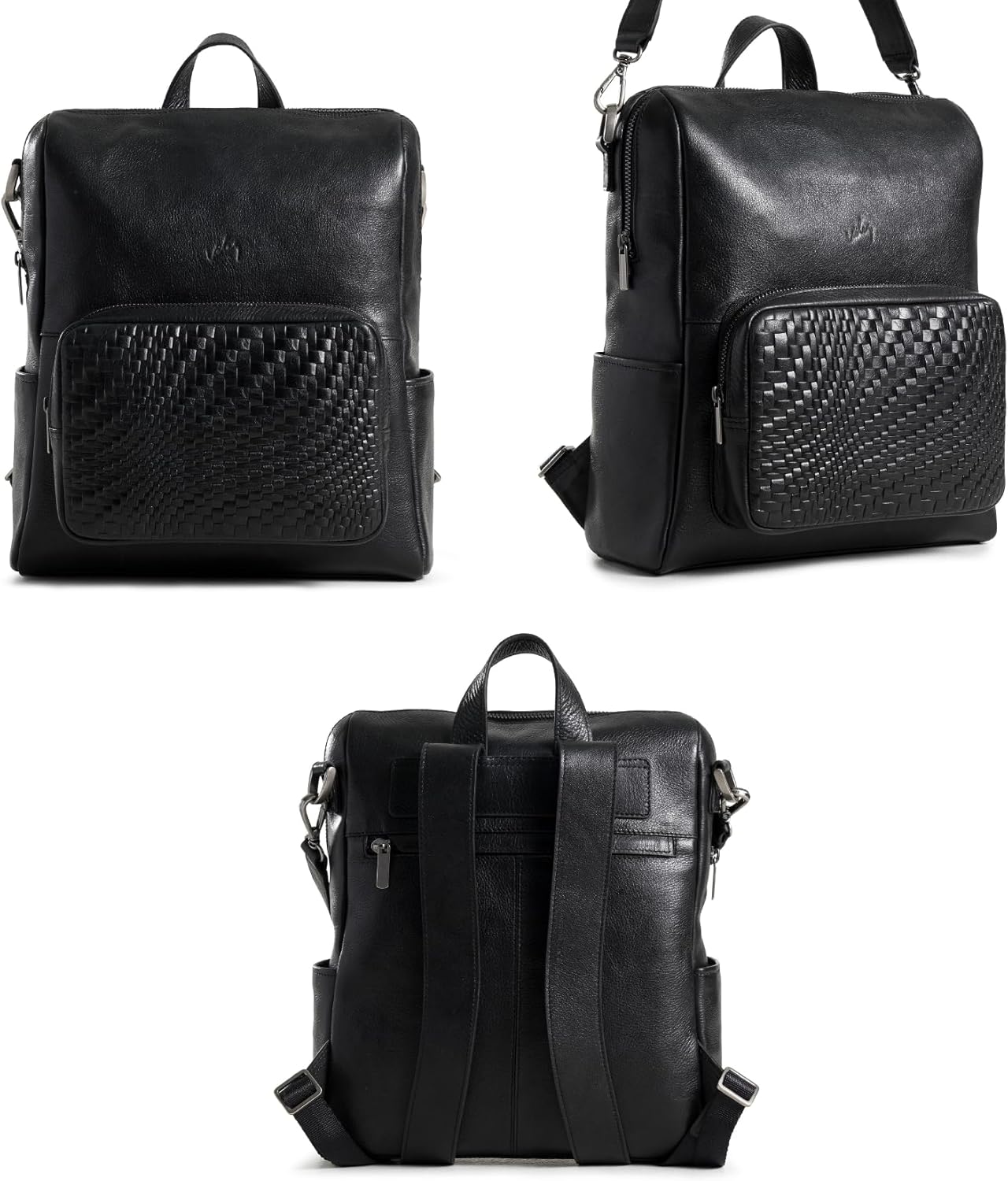 VELEZ Black Top Grain Leather Mini Backpack For Women | 11 inch Tablet | Small Shoulder Bag Purse | Designer Ladies Backpacks | Womens Fashion Handbag | Casual Travel Bags