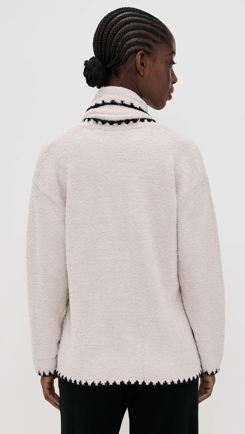 Barefoot Dreams Women's Cozy Chic Blanket Stitch Detachable Scarf Cardigan - Image 3