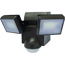 LED Motion Security Flood Light Battery Operated Indoor Outdoor 700 Lumen Adjustable Sensor Detection, Battery Saver Mode, 2 Head, Universal Eave or Wall Mount, Includes L-Bracket to Mount Anywhere