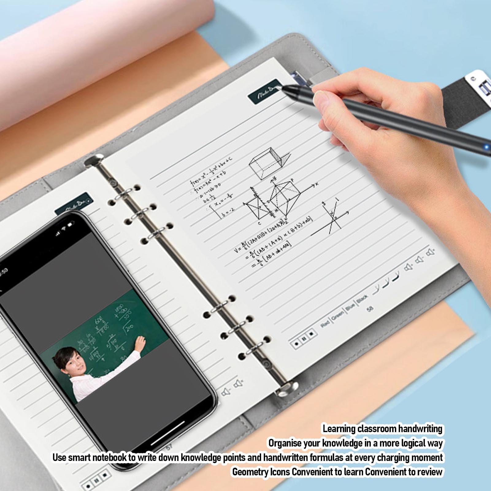 Bewinner Set di Scrittura Intelligente, Notebook Digitale BT 5.0 con Pen a 360 ° Sincronizzazione in Tempo Reale Sincronizzazione OCR Riconoscimento per Telefoni Cellulari, Tablet (Patchwork