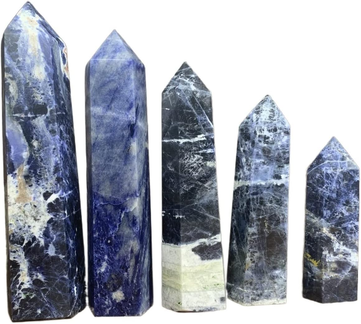 Quartz Decoration 1PC Natural Crystal Tower Pole Point Sodalite Tower can be Used for Home Decoration (Size : 13-14CM)