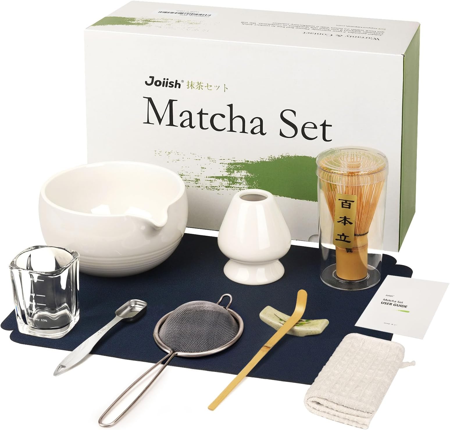 Joiish Matcha Tea Kit 10-Pcs Set, Whisk and Bowl with Spout & Measuring Spoon...