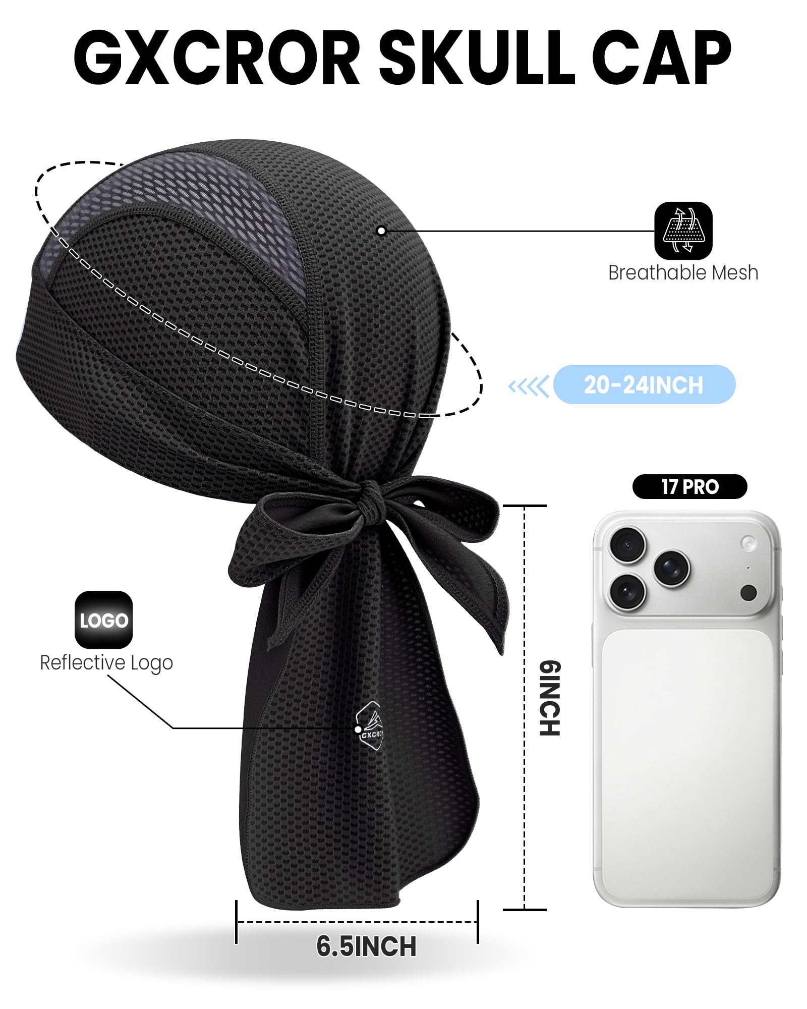 GXCROR Bandana męska chusta na głowę, Durag, szybkoschnąca, oddychająca, sportowa, do jazdy na rowerze, motocyklu, biegania