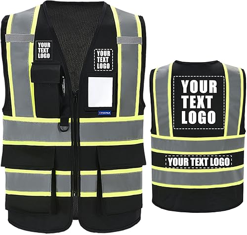 AYKRM Chaleco de Seguridad de Construcción Personalizado con Logotipo Impreso de Alta Visibilidad Reflectante de 2 Tonos