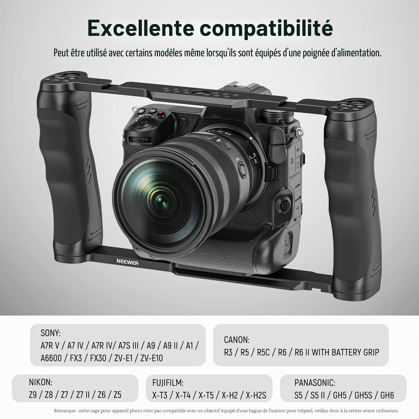 NEEWER Cage pour caméra vidéo avec Base Arca, Double poignées, Support Arri 3/8" et Filetage 1/4", stabilisateur Universel Compatible avec Les Barres de Base SmallRig NEEWER de 15 mm, CA016